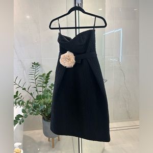 NWT Lord & Taylor 424 Fifth Black Strapless Tea Dress Lined Pockets  Size 0